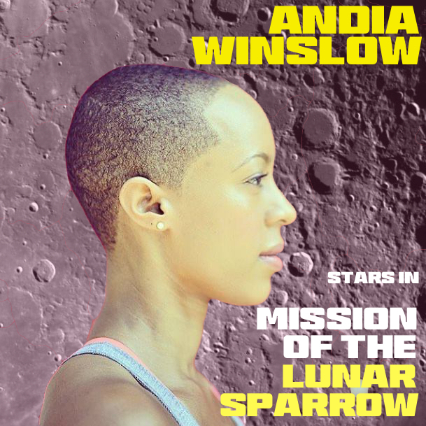 An image of the actor Andia Winslow, who stars in the audio drama Mission of the Lunar Sparrow. 