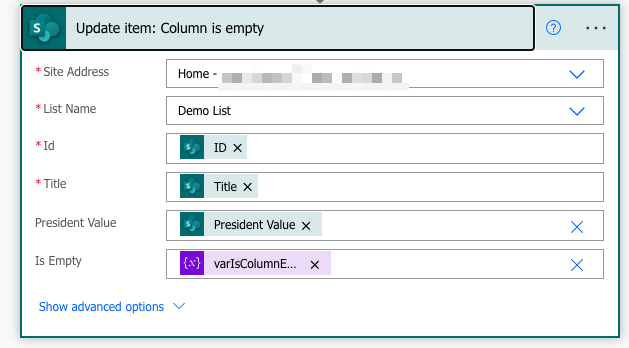 Power Automate SharePoint Item Action