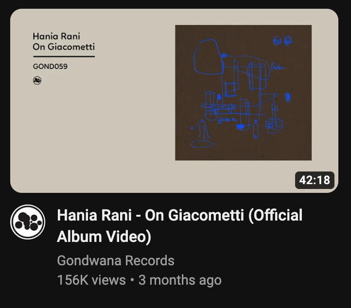 album cover for Hania Rani
On Giacometti