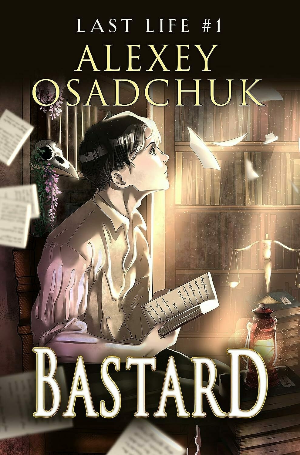 An illustrated cover features a young person holding a book, surrounded by floating pages, with the title Bastard by Alexey Osadchuk and labeled as Last Life #1.