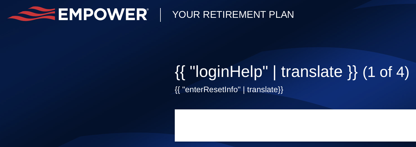 A web page with unfinished code snippets and a logo reading 'EMPOWER YOUR RETIREMENT PLAN,' labeled '(1 of 4).'