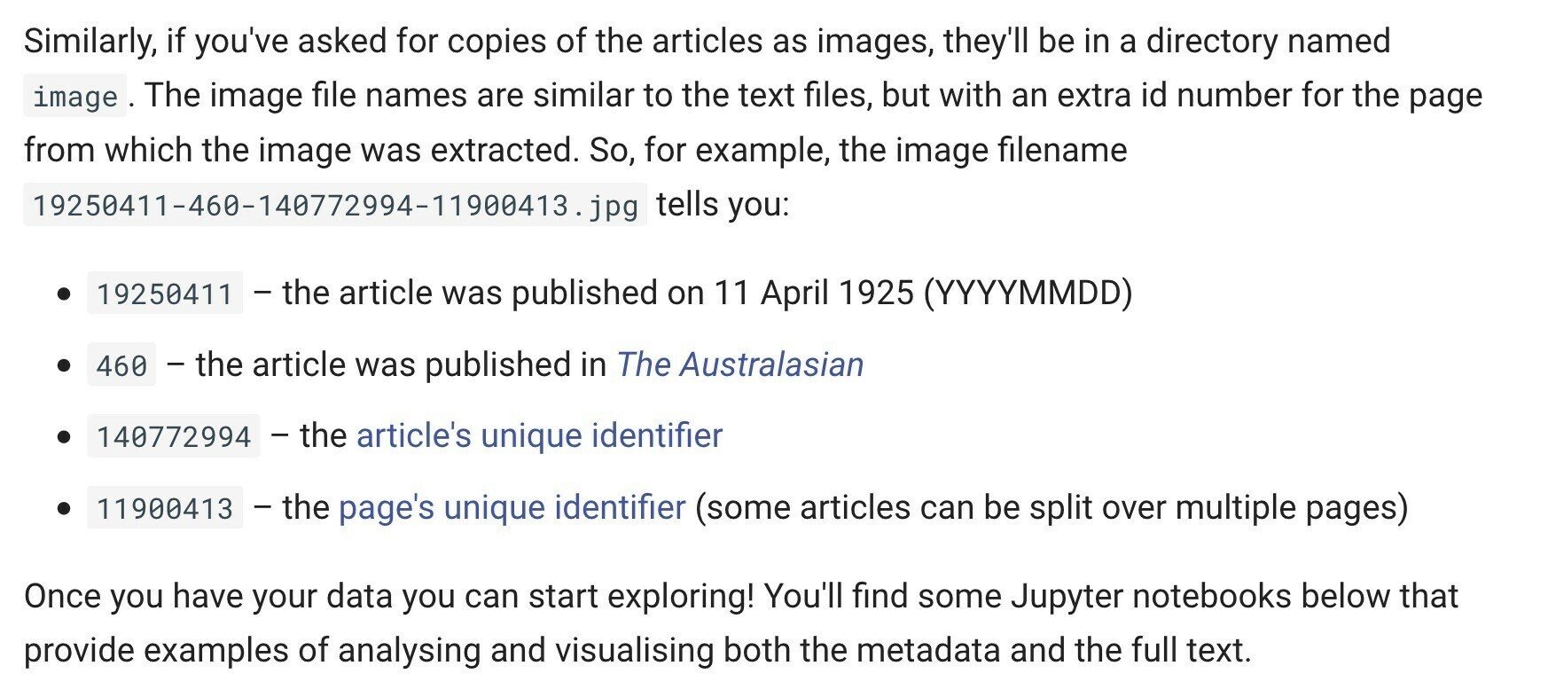 Details of image file naming scheme