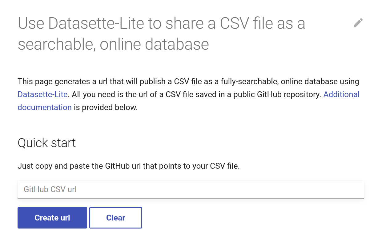 Screenshot of the web form in the GLAM Workbench to generate a Datasette-Lite url.