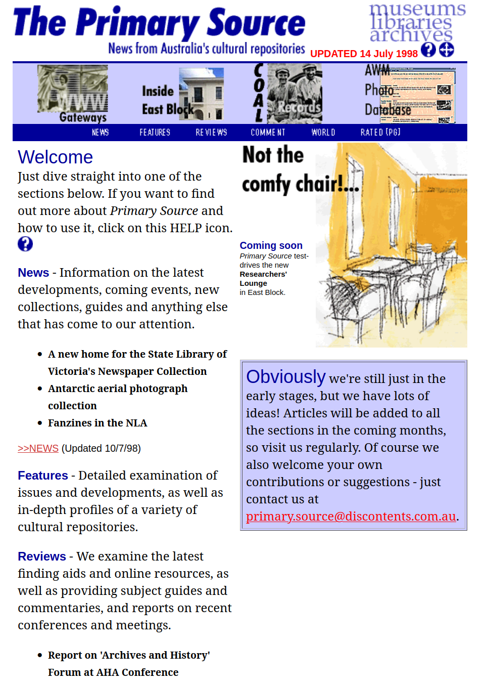 Screenshot of The Primary Source circa 1998