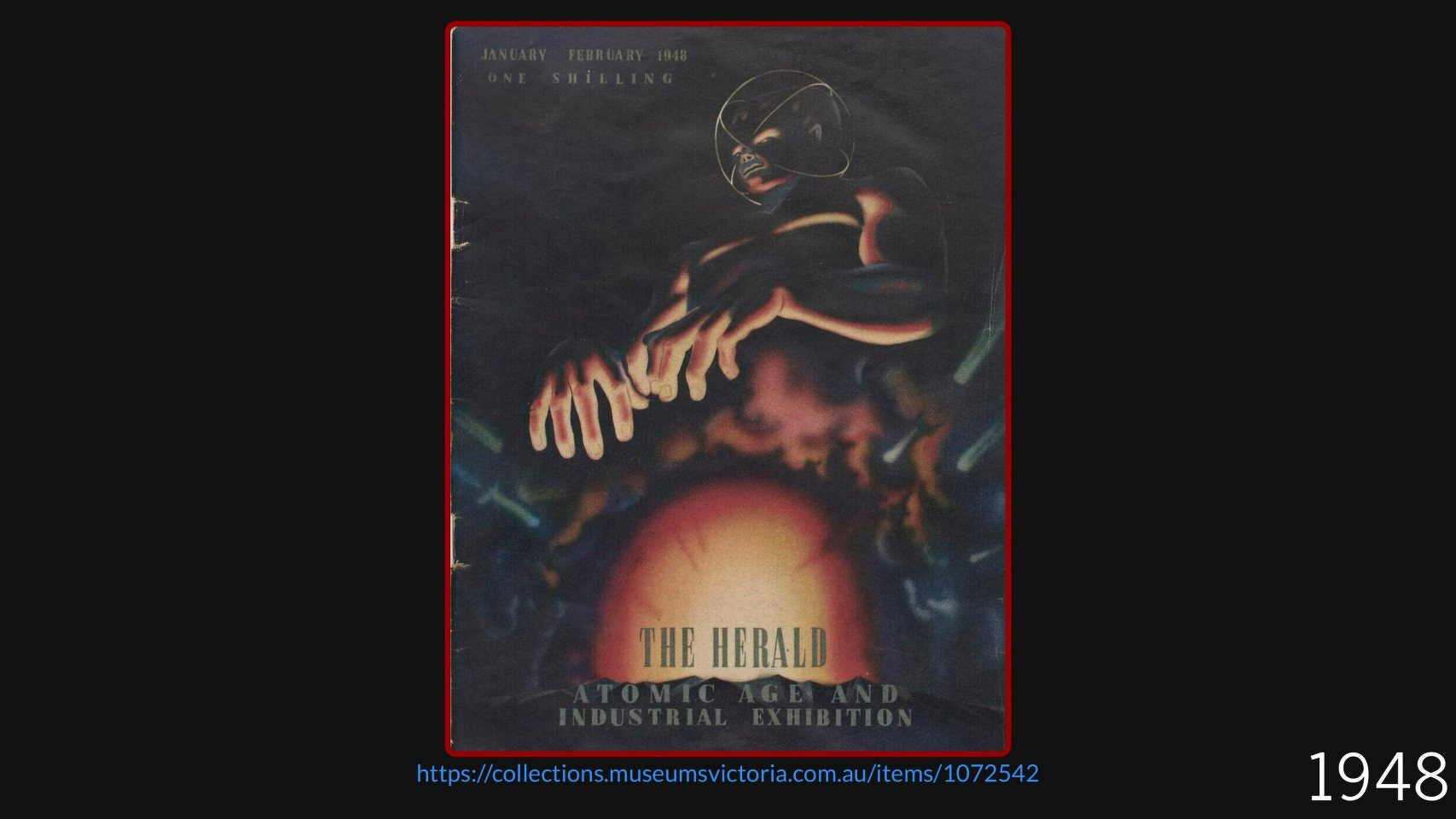 Cover of the Atomic Age and Industrial Exhibition showing the atomic genie