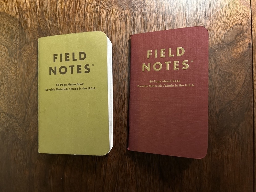 Two Field Notes memo books side by side: one used, one new