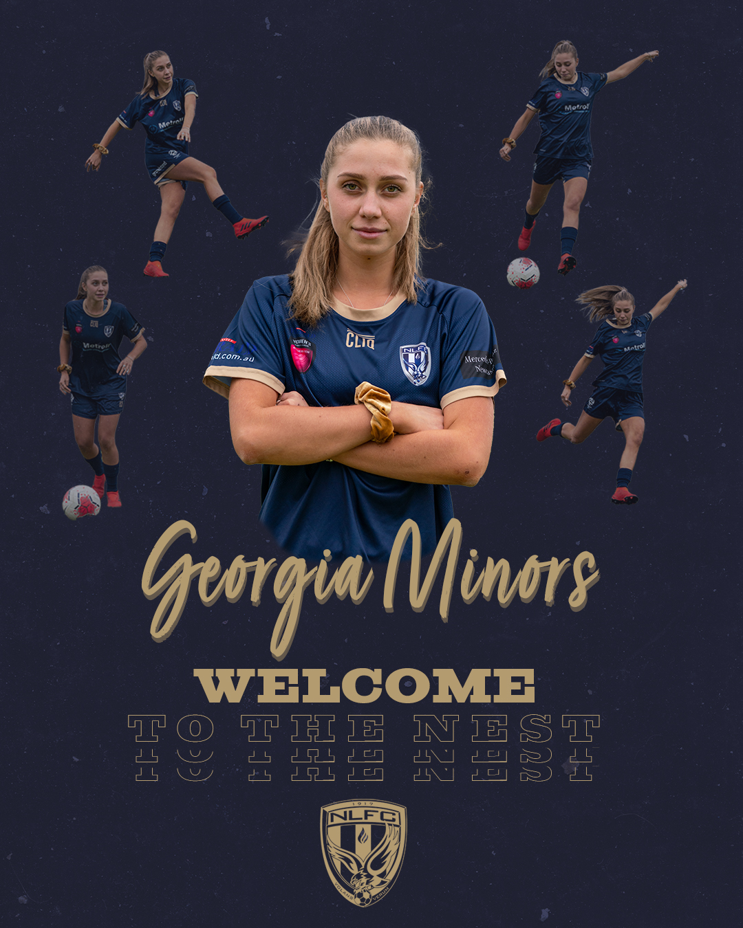 A promotional image of Newcastle footballer Georgia Minors.