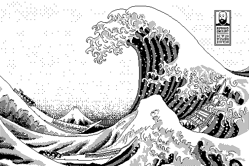 1-bit rendering of 'Great Wave'