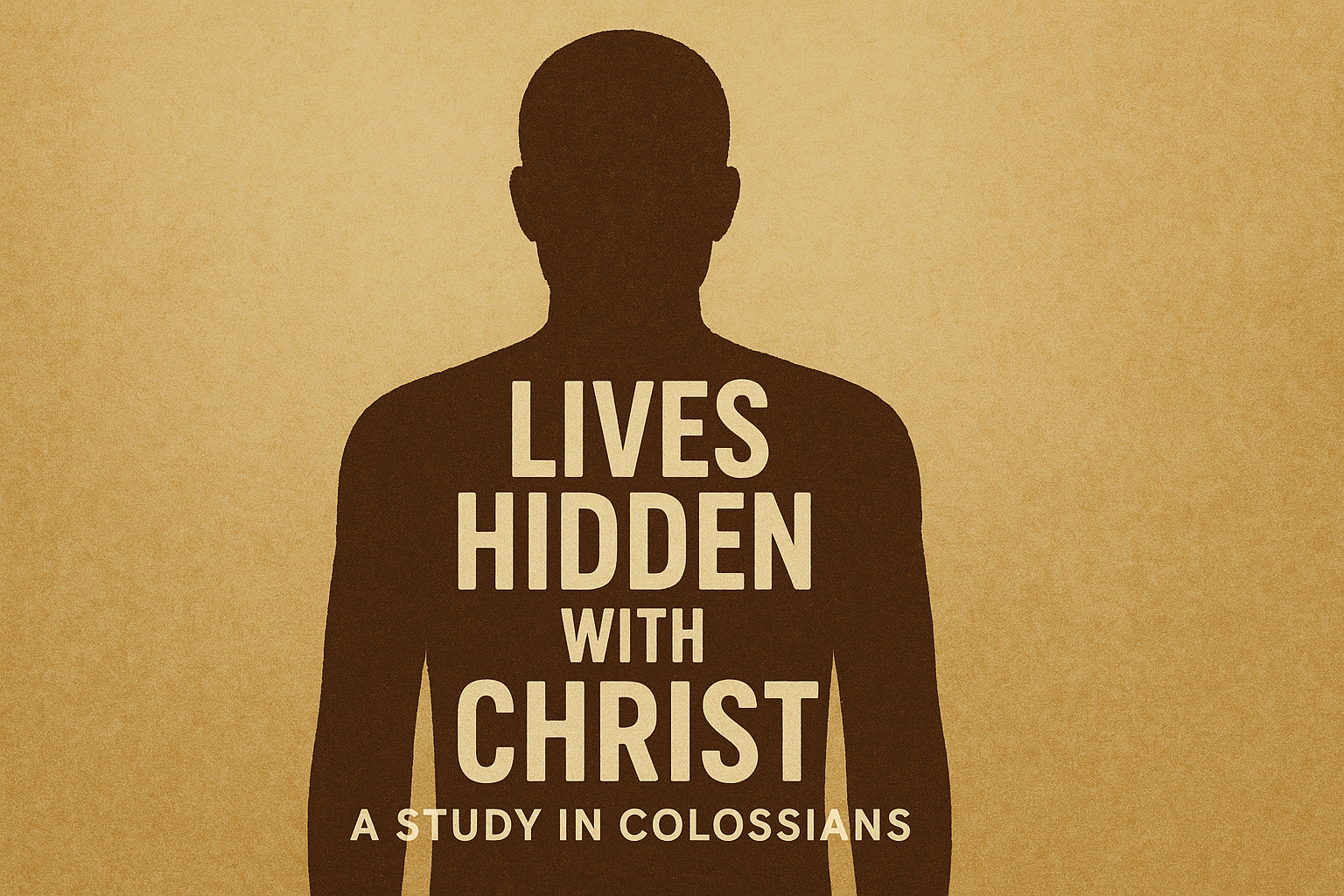 Auto-generated description: A silhouette of a person features the text Lives Hidden with Christ: A Study in Colossians prominently displayed.