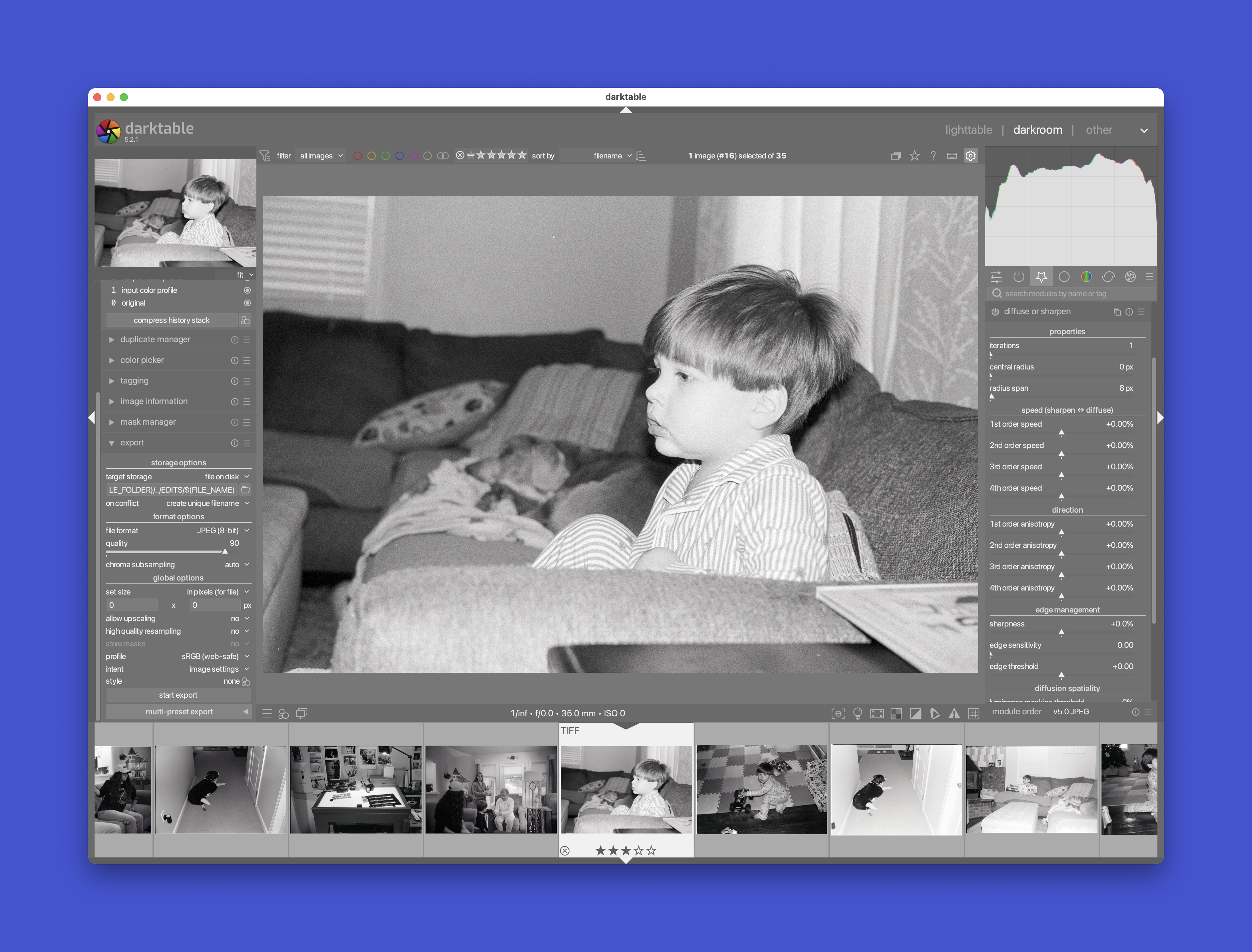 Darktable screenshot while editing