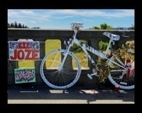 A ghost bike memorial on the Corona Road overpass