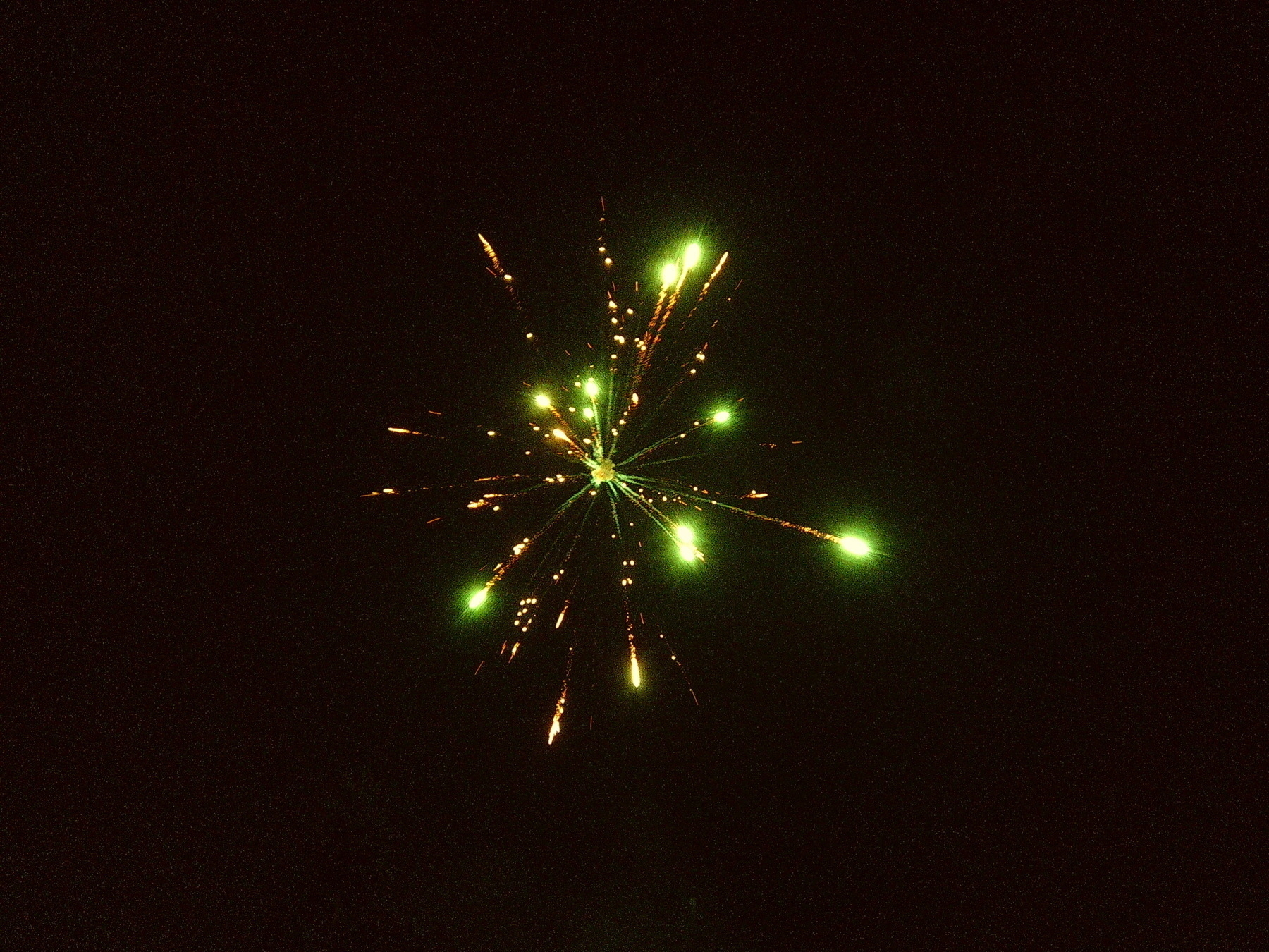 green fireworks against a black sky