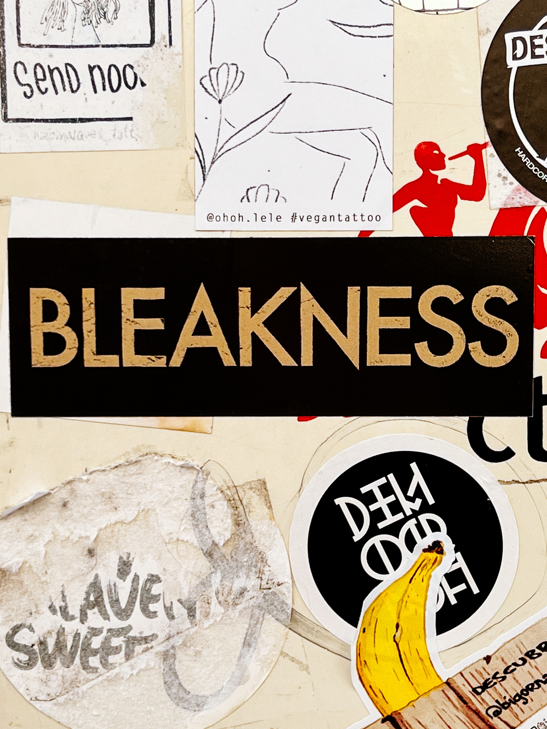 Sticker with the word “Bleakness”