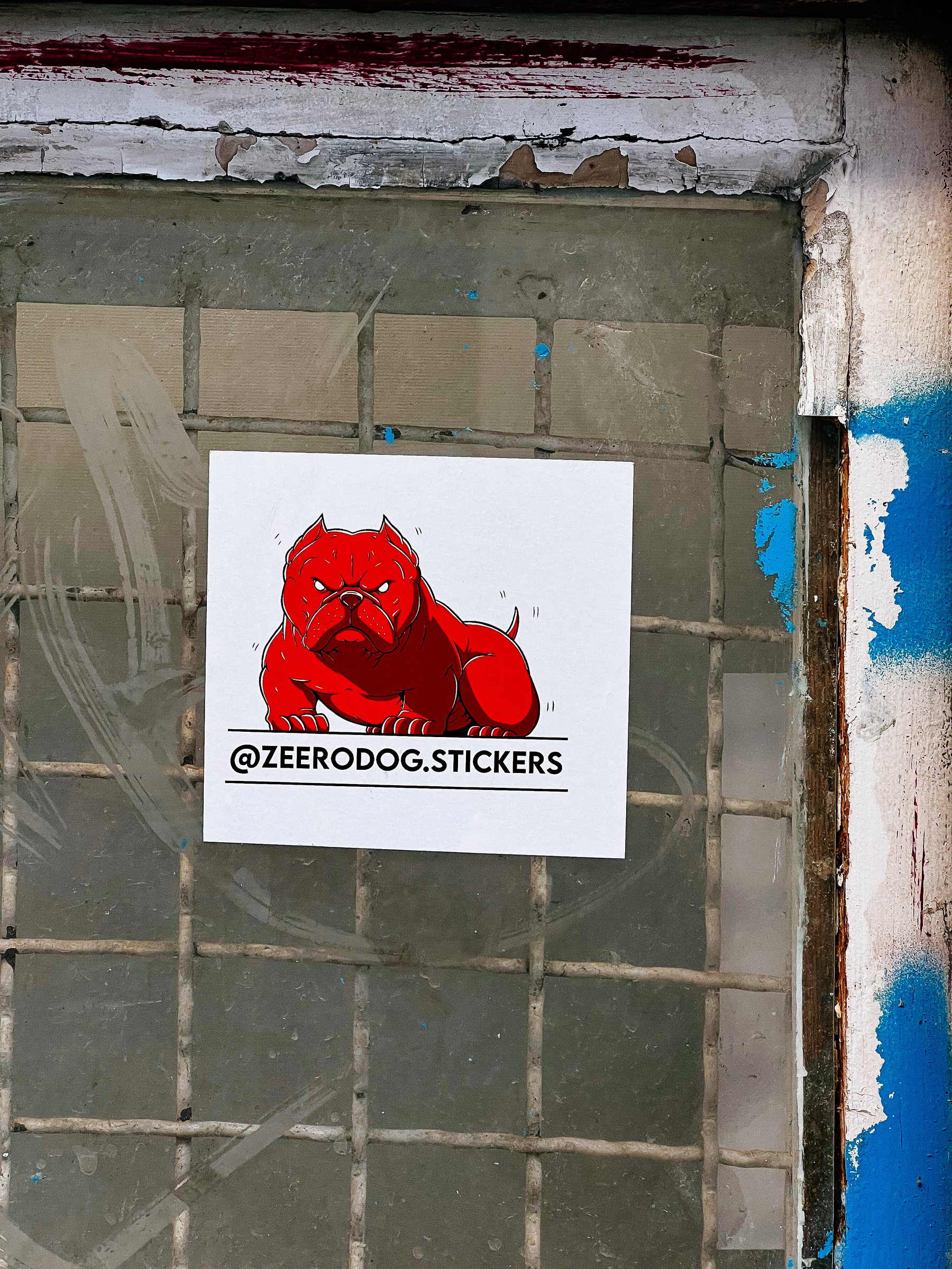 Sticker for zeerodog stickers. A drawing of a red devilish bulldog.