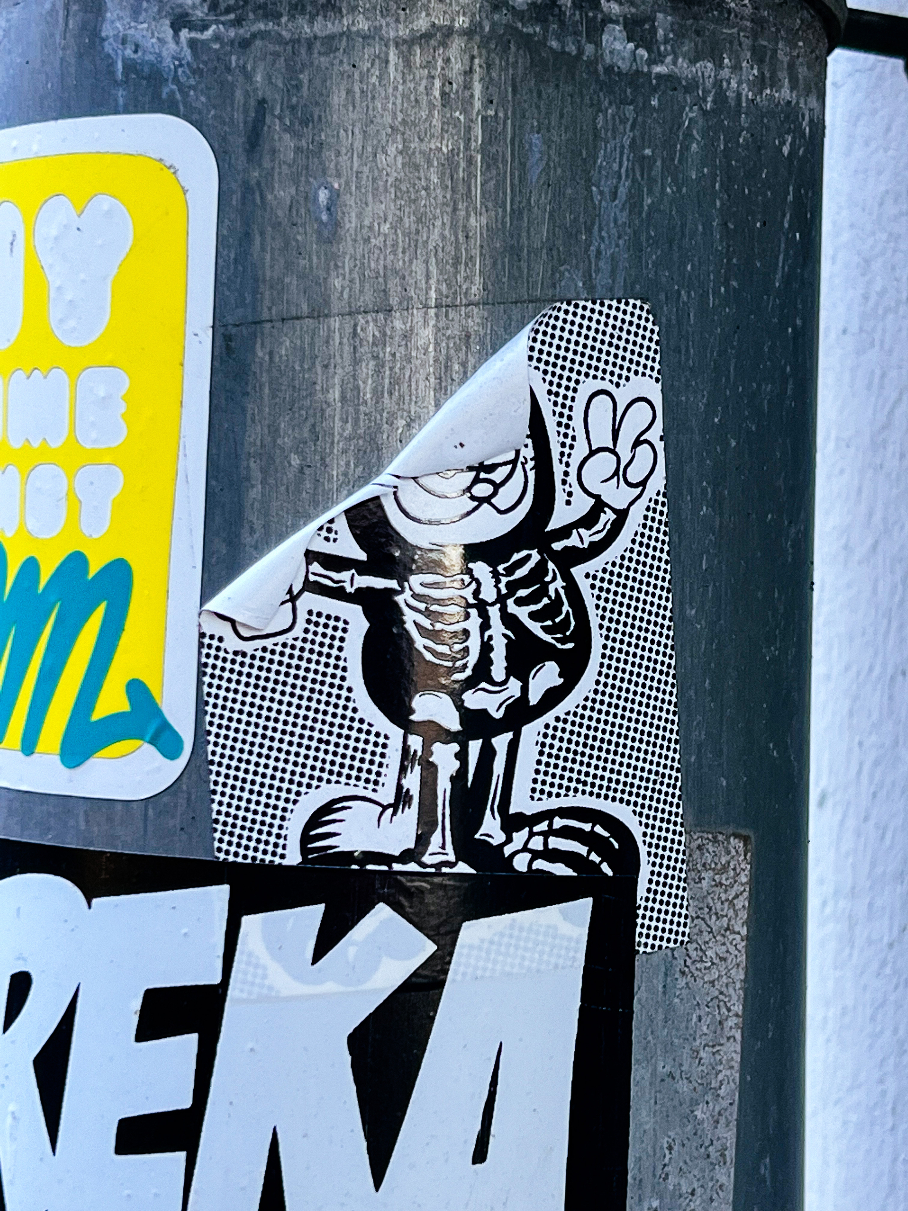 Sticker of Garfield dressed with a skeleton suit. 