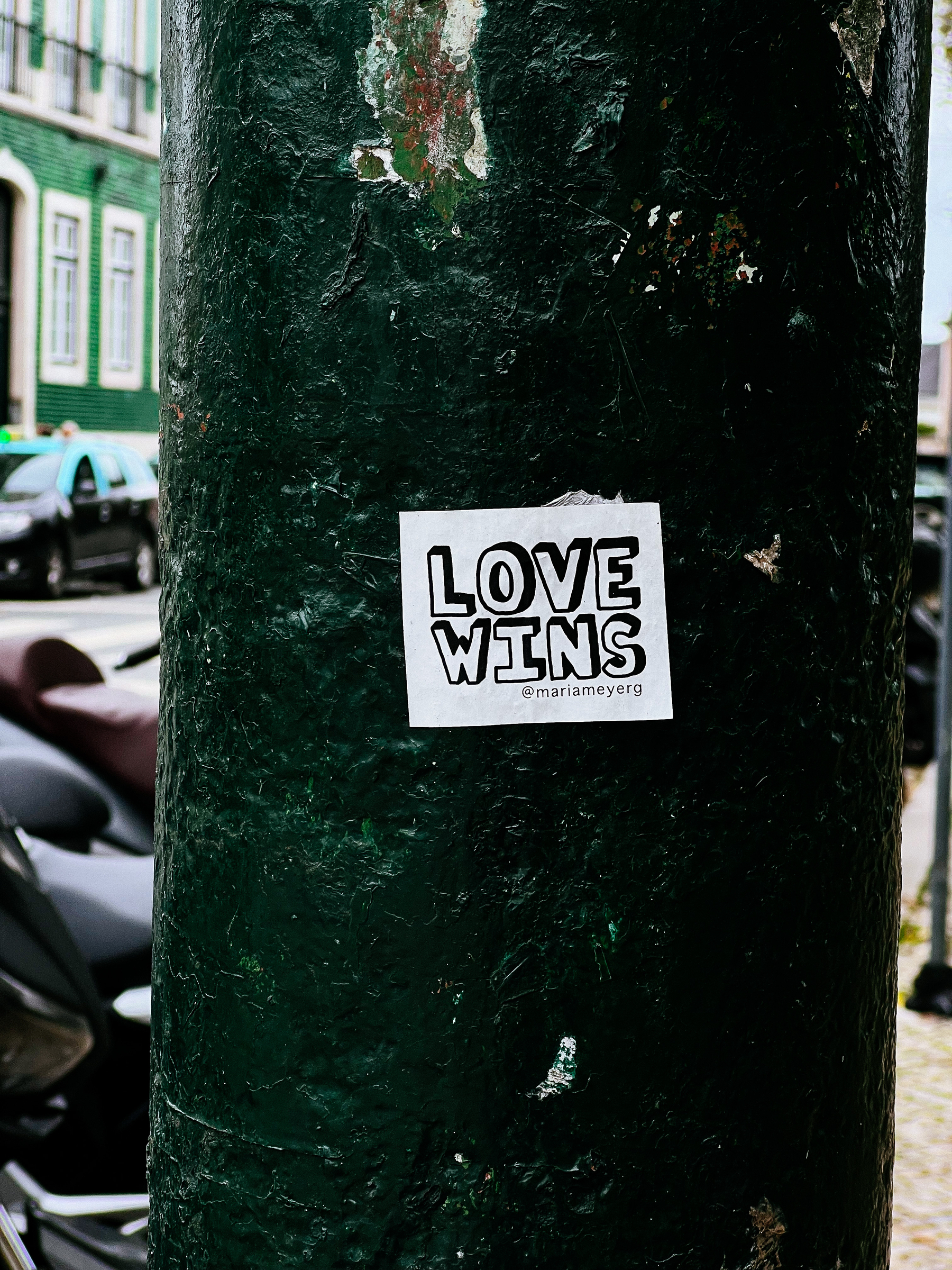 Sticker with the words “Love Wins”. 