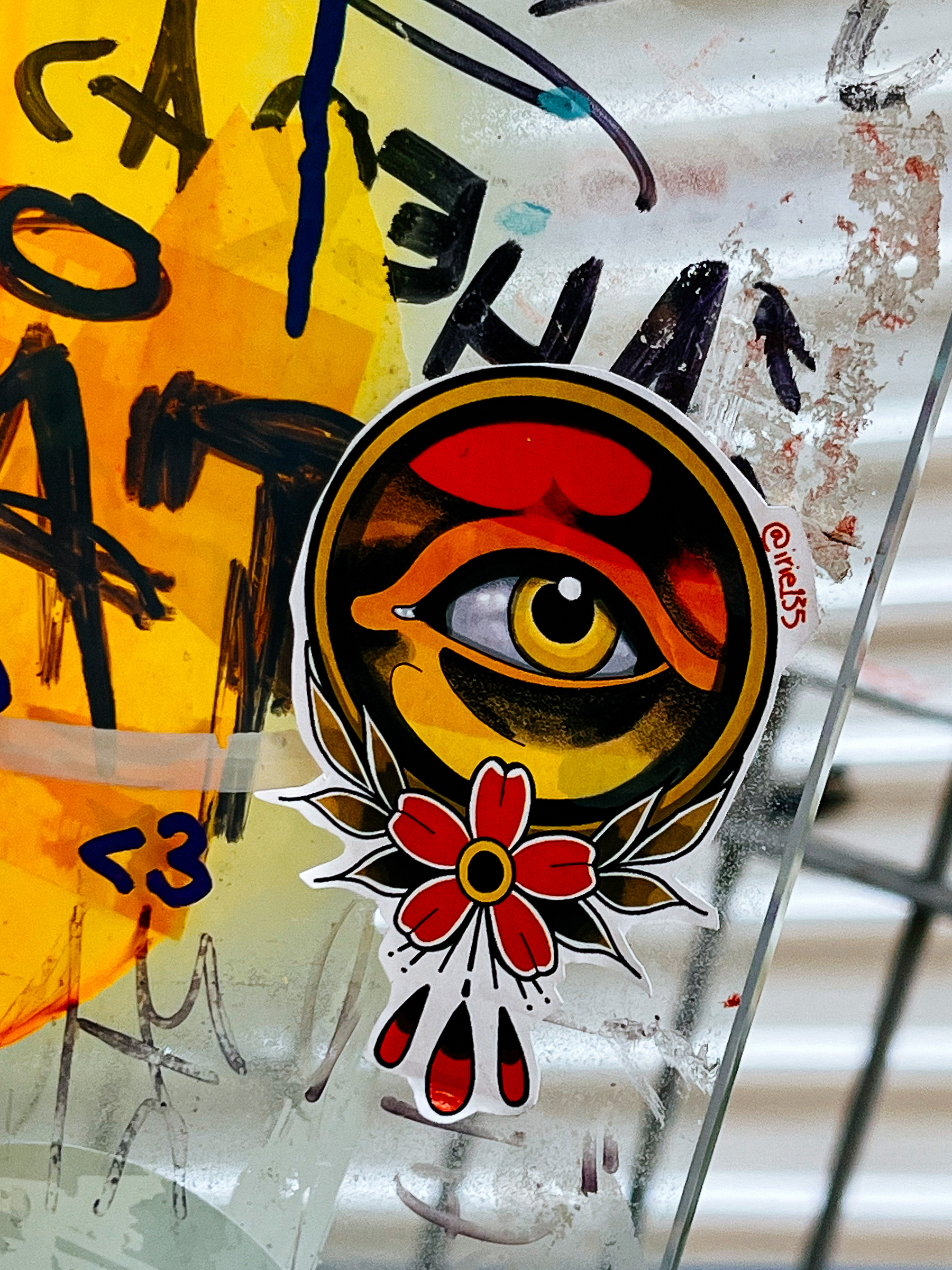 Sticker with a colorful eye. 