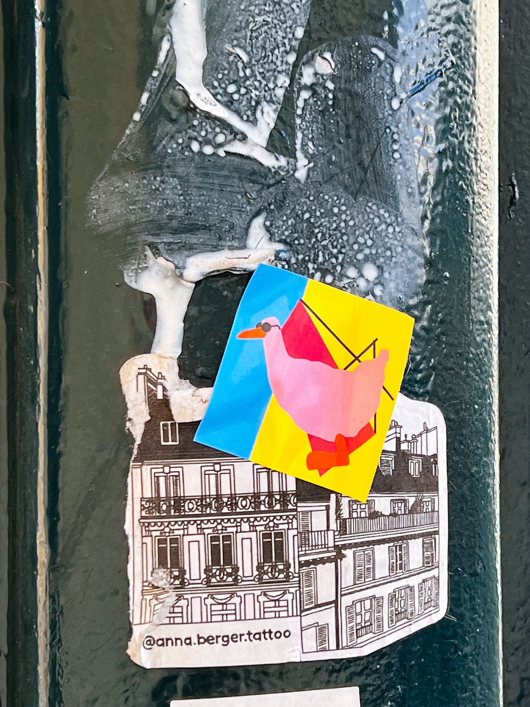 Sticker with a colorful duck. 