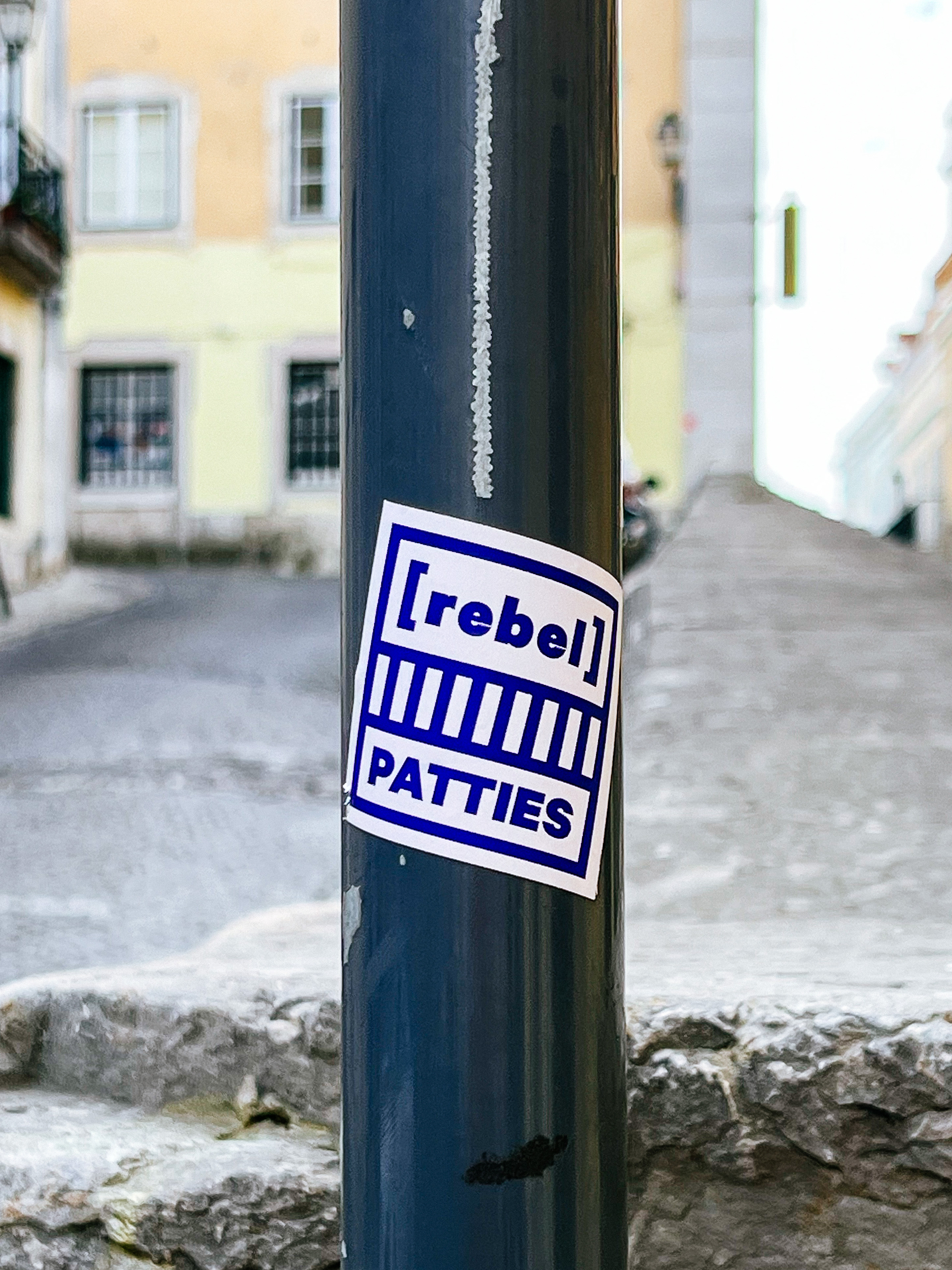 Sticker with “rebel patties”. 