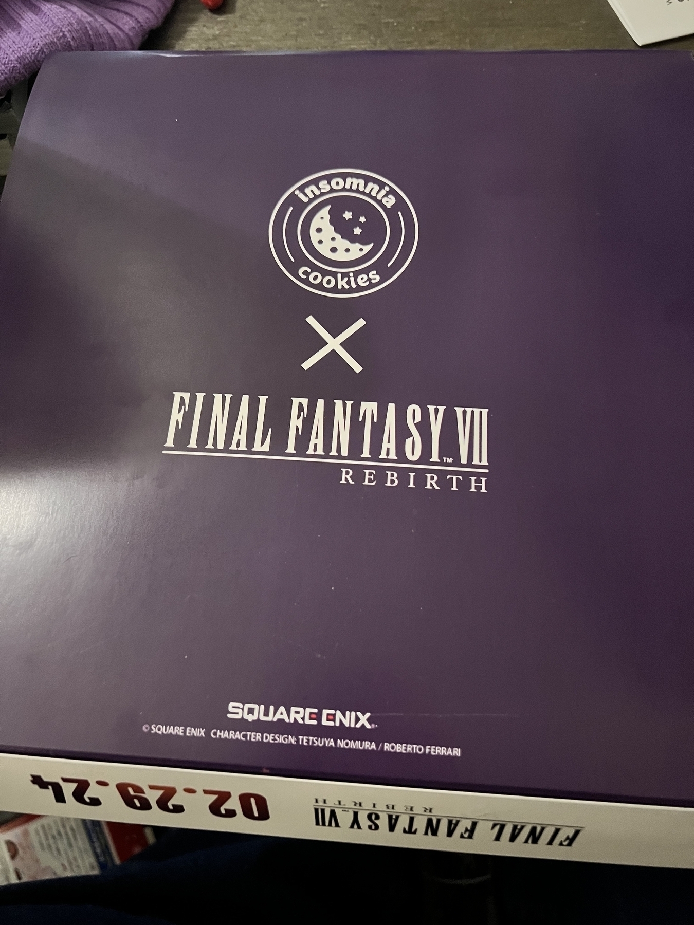 Final fantasy VII Rebirth Insomnia cookie boxes 