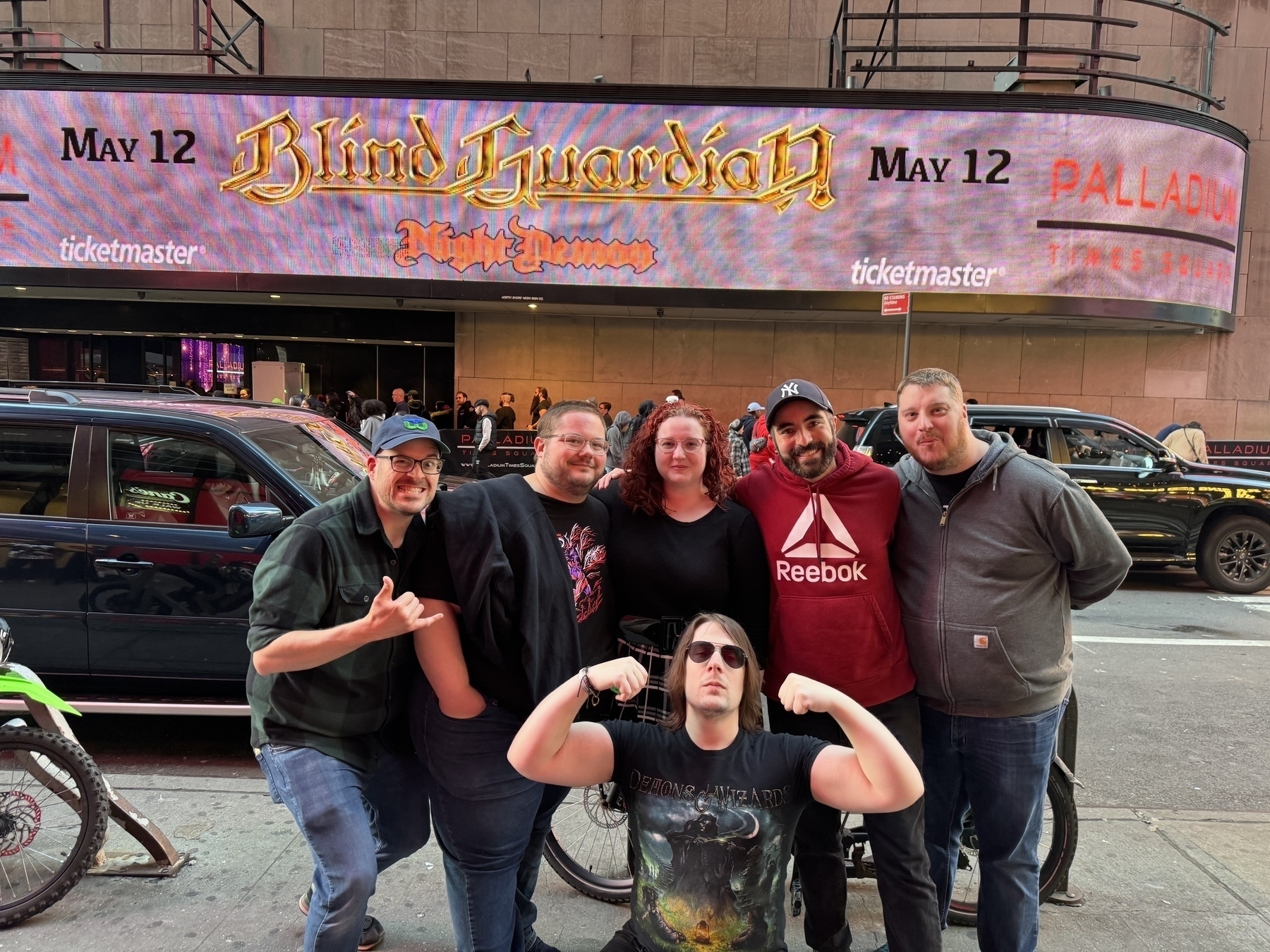 Bunch of nerds in time square 