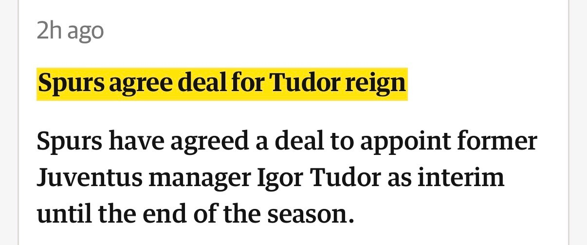 News caption: Spurs have appointed former Juventus manager Igor Tudor as interim until the end of the season.