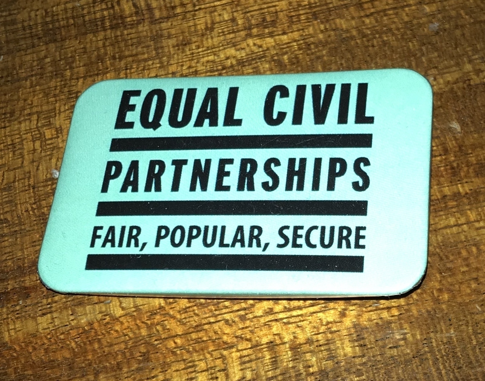 An ‘Equal Civil Partnerships’ badge