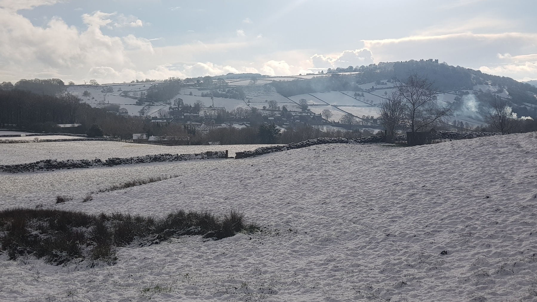 A landscape of snowy fields