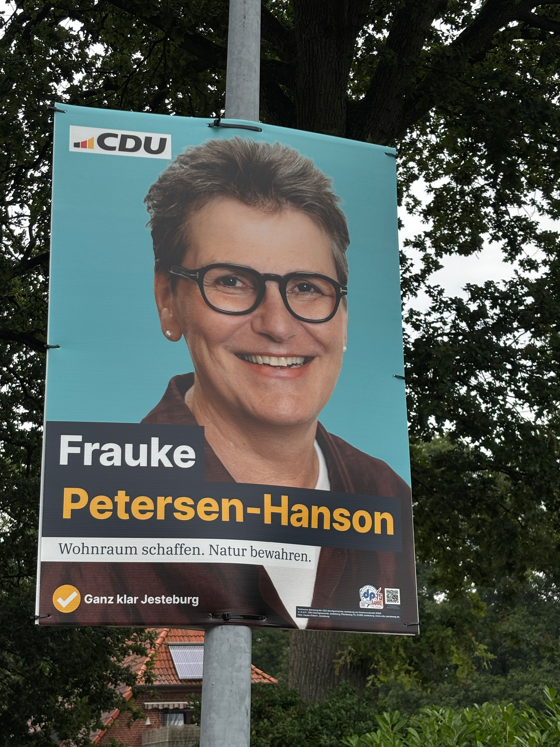 Campaign poster for Frauke Petersen-Hanson, CDU, Jesteburg 