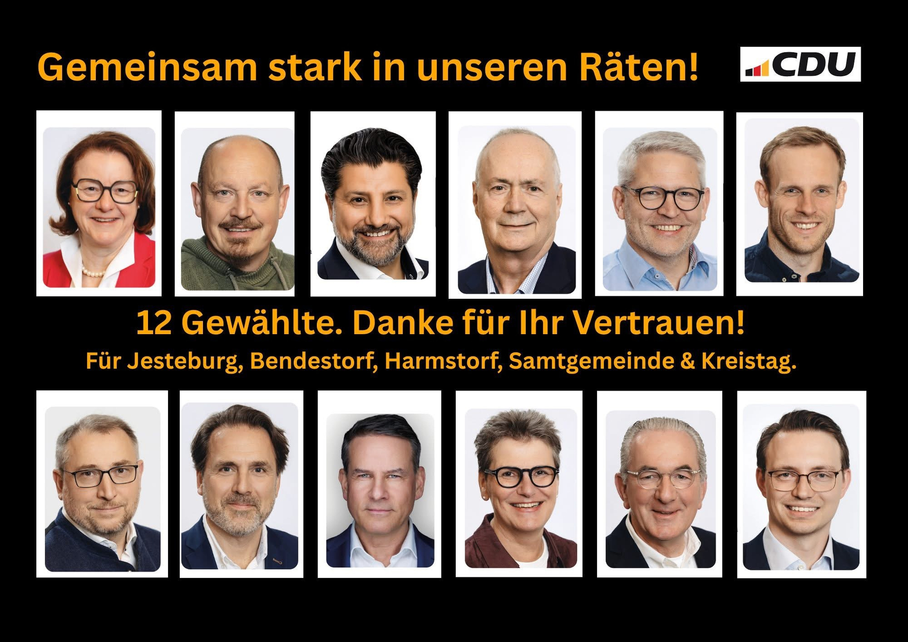 Successful candidates for the Jesteburg CDU in the 2026 local elections in Lower Saxony.