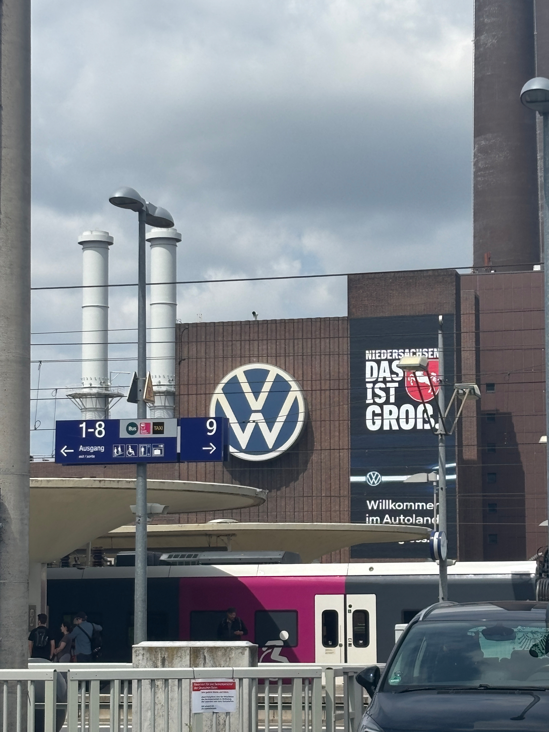 View of the Volkswagen factory in Wolfsburg from the train station 