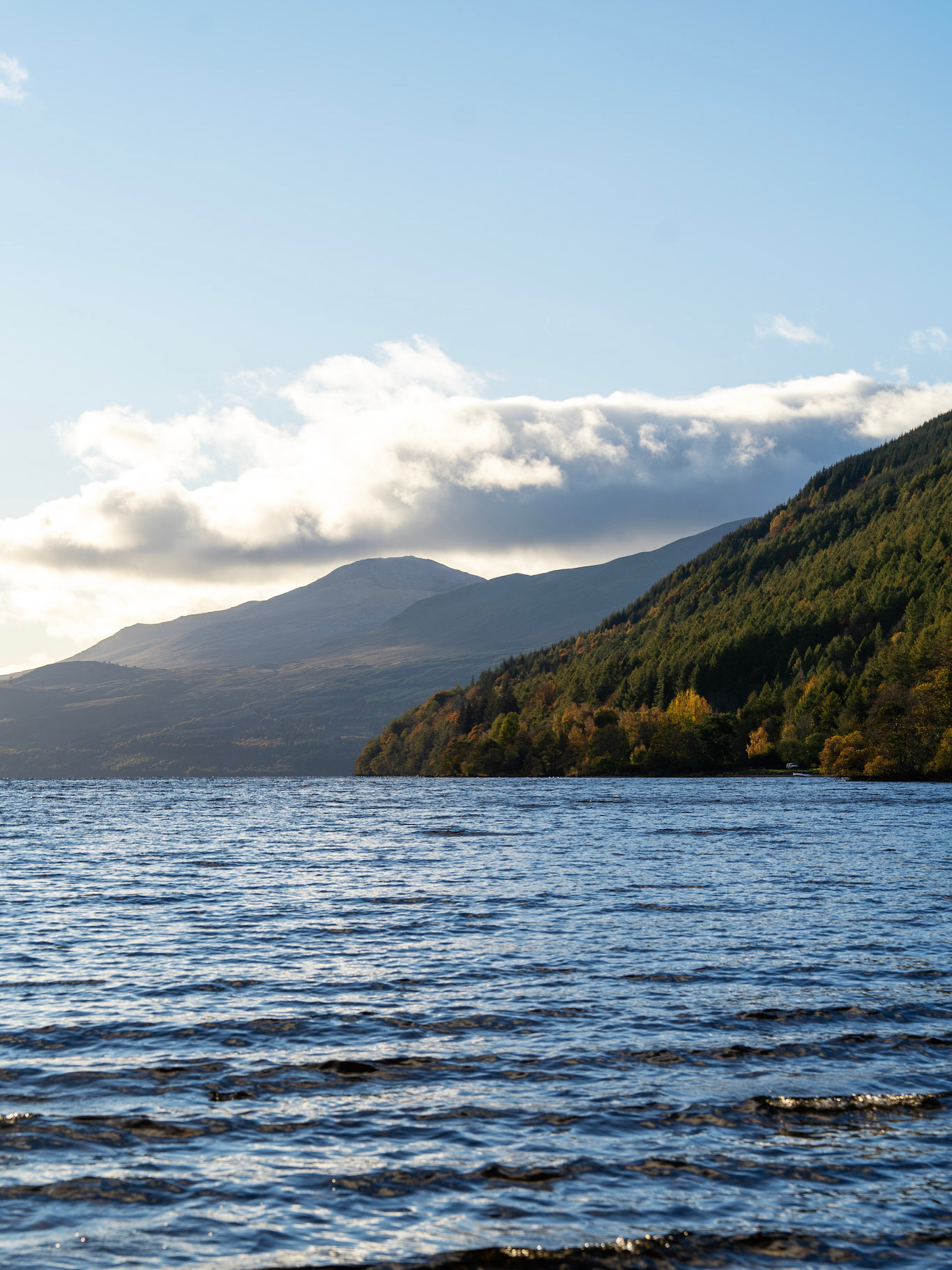 A view over loch Tay to the hills fading in the distance&10;