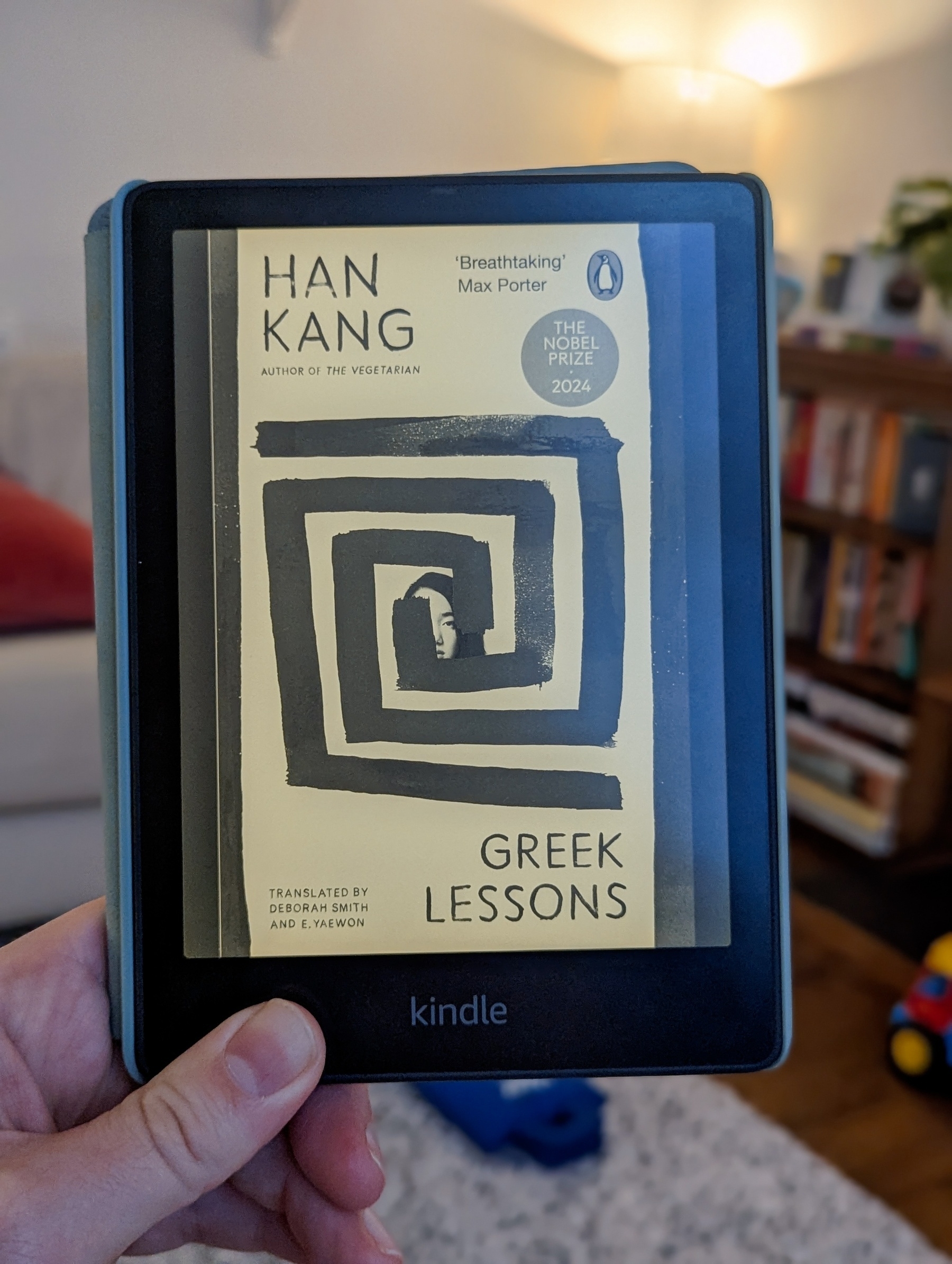 Kindle cover for Greek Lessons, Han Kang