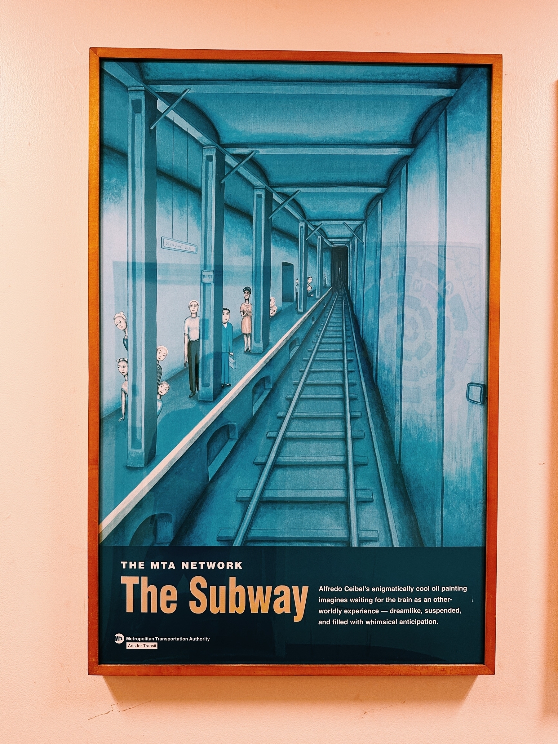 Art print called The Subway of a dimly lit train platform in art deco style