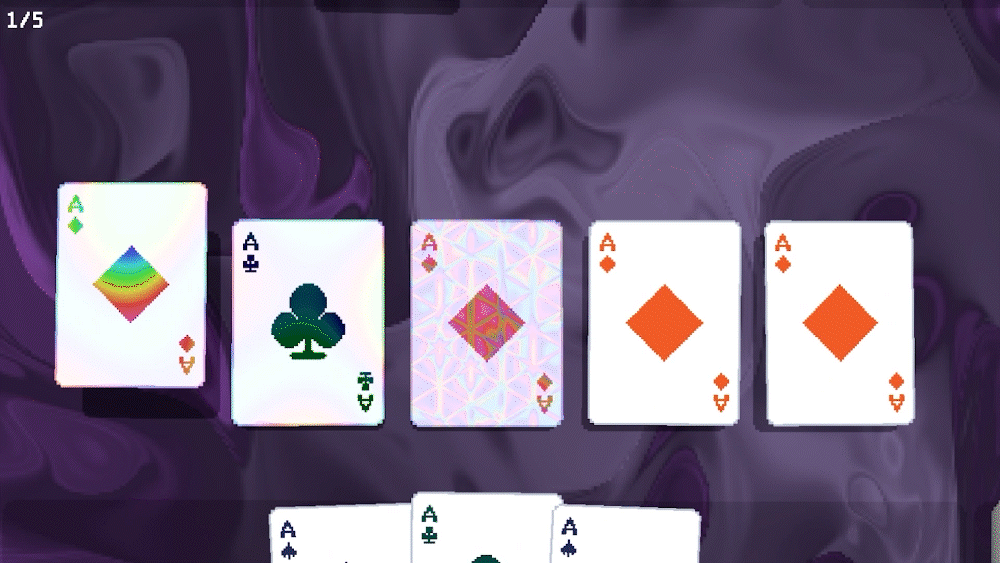 GIF of a bonus card called Ouja turning 8 cards into aces.