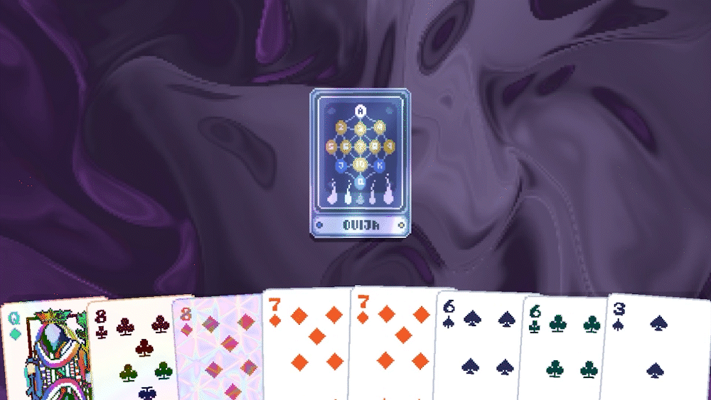 GIF of more Balatro gameplay, where the player plays 5-of-a-kind aces, and gets a bunch of points.