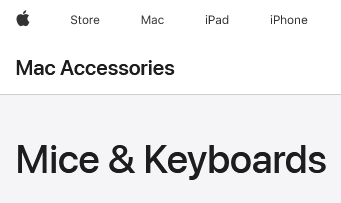 A screenshot from apple.com that reads "Mice & Keyboards"