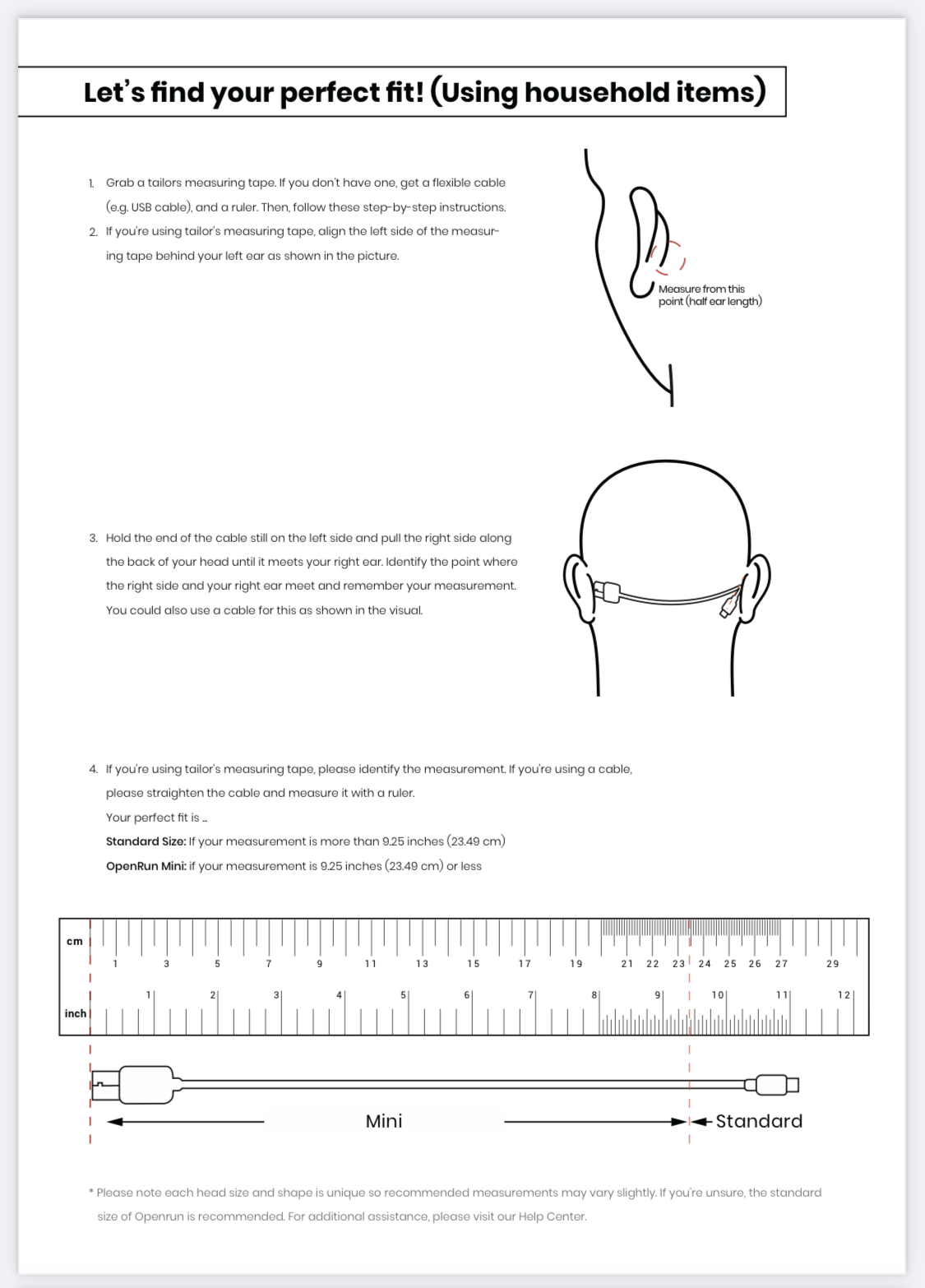 A PDF showing measuring one’s head with a USB cable.