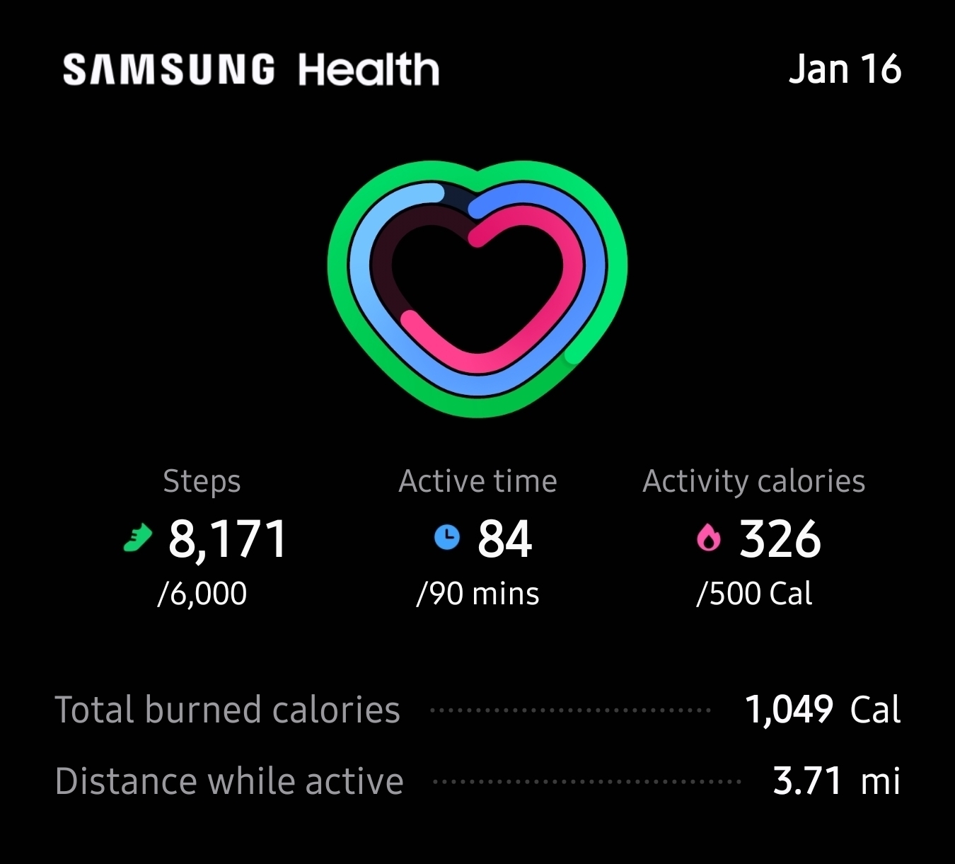 Samsung Health screenshot showing 8,171 steps