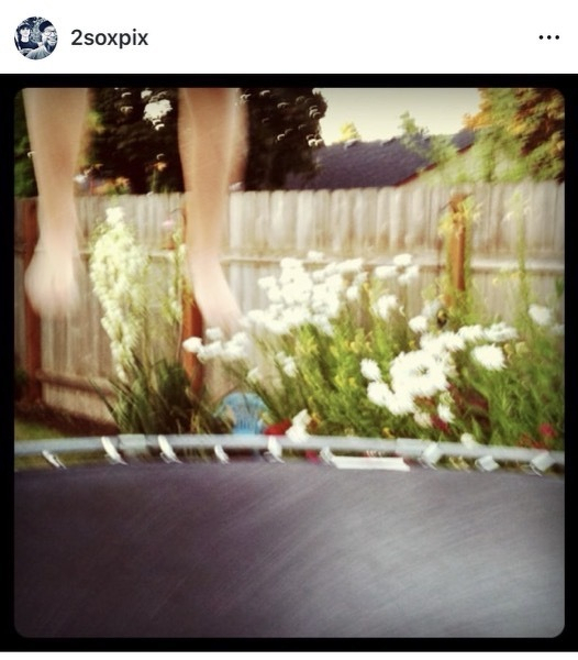 My first post to Instagram. Jaz jumping on the trampoline.