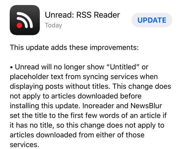 Unread adds support for untitled articles