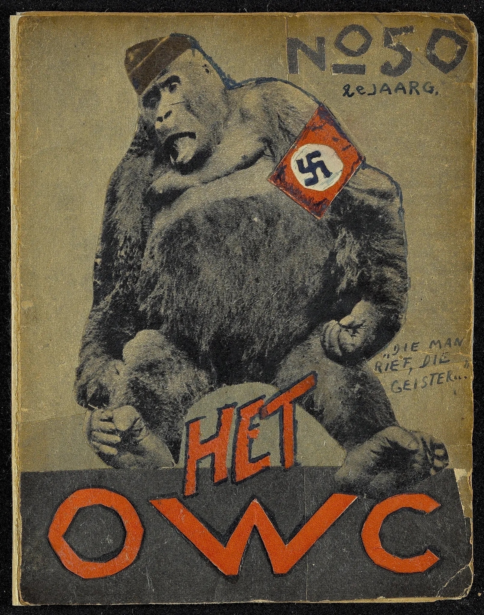 collage art from zine of a gorilla dressed in a nazi uniform