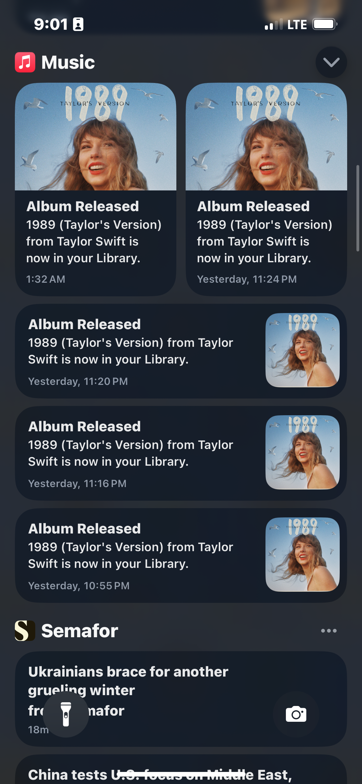 Five iOS notifications about 1989 (Taylor’s Version)
