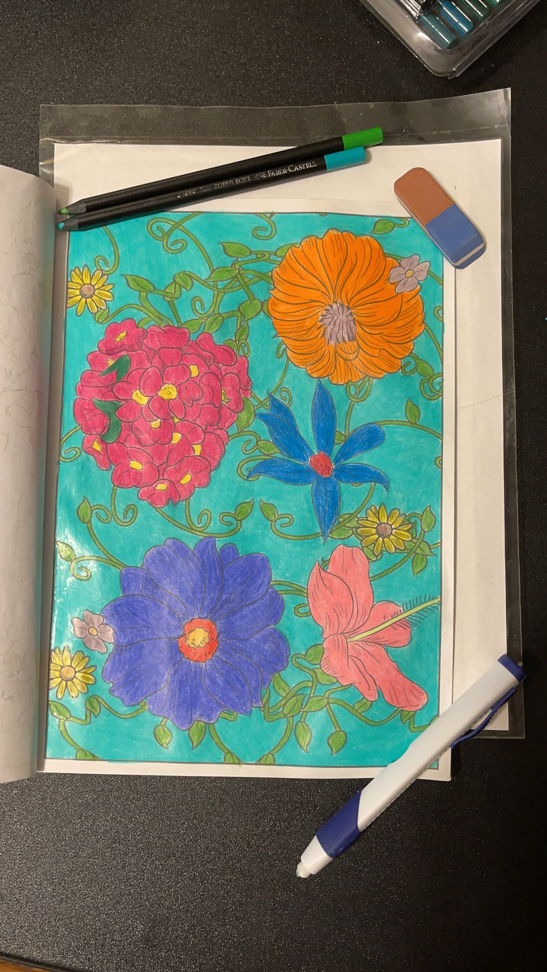 Colorful flowers and vines