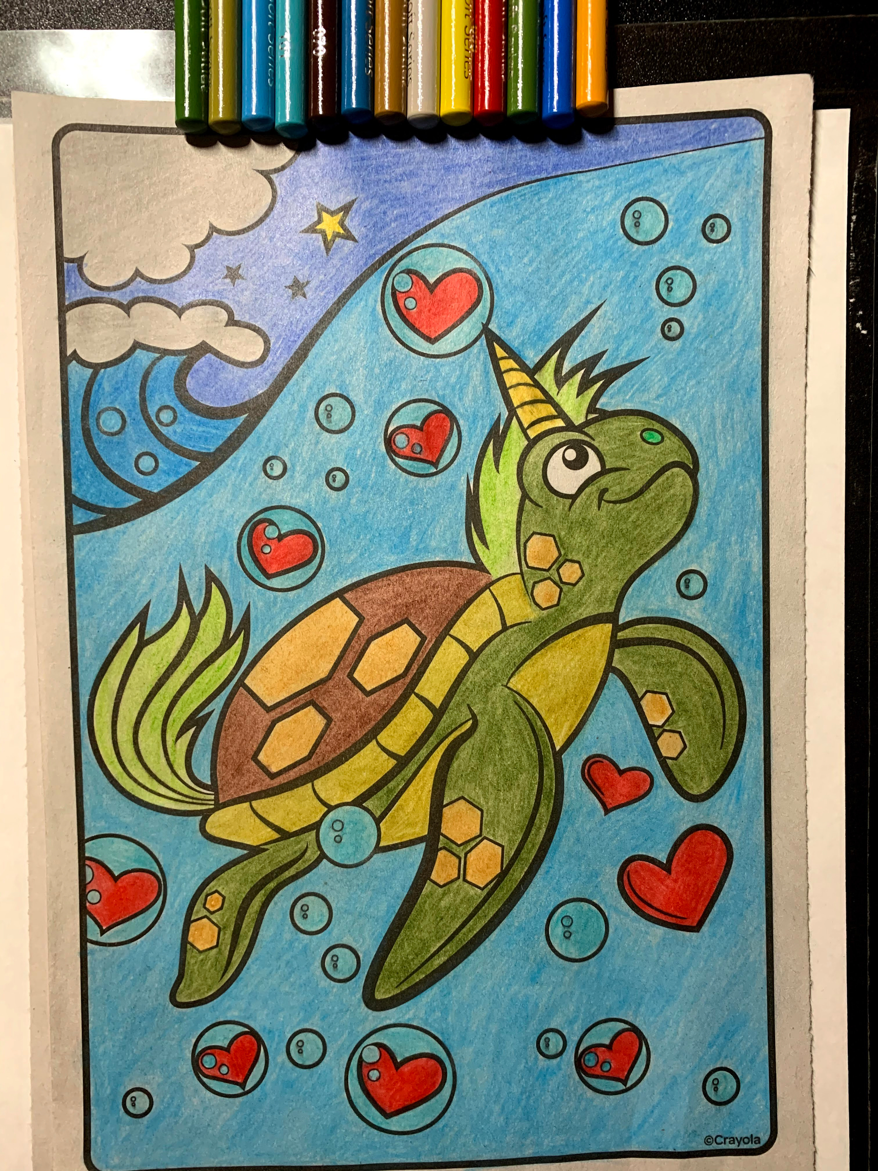 Unicorn turtle underwater