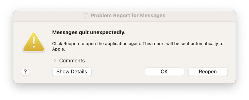 Messages quit unexpactedly