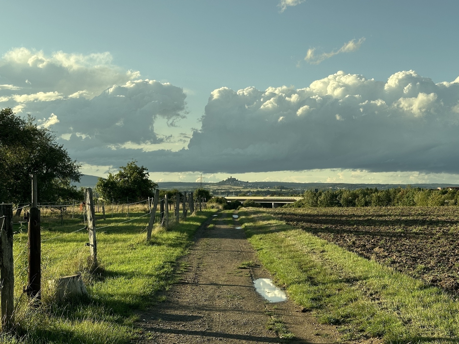 Landscape photo with castle on the horizon