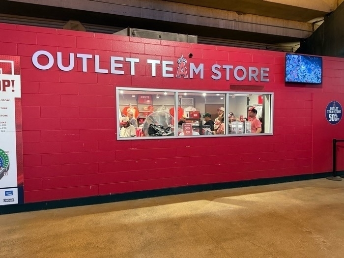 Photo of the outside of the Angels’ Outlet Team Store