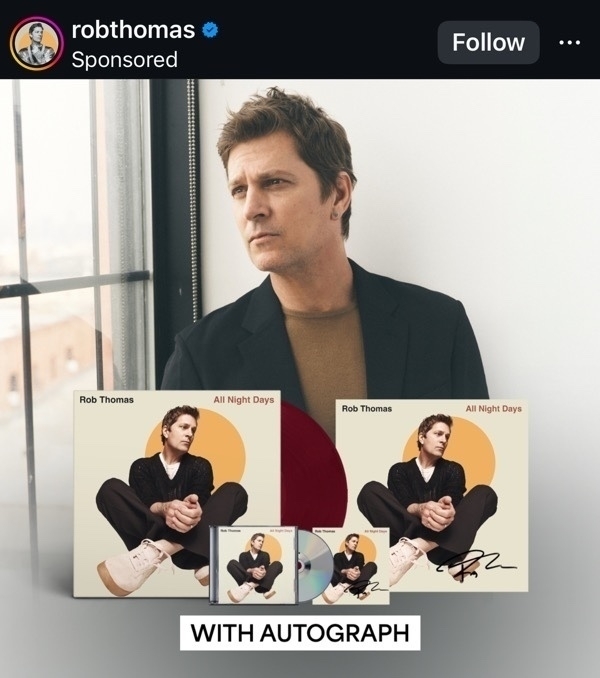 Promo photo of Rob Thomas’ new album