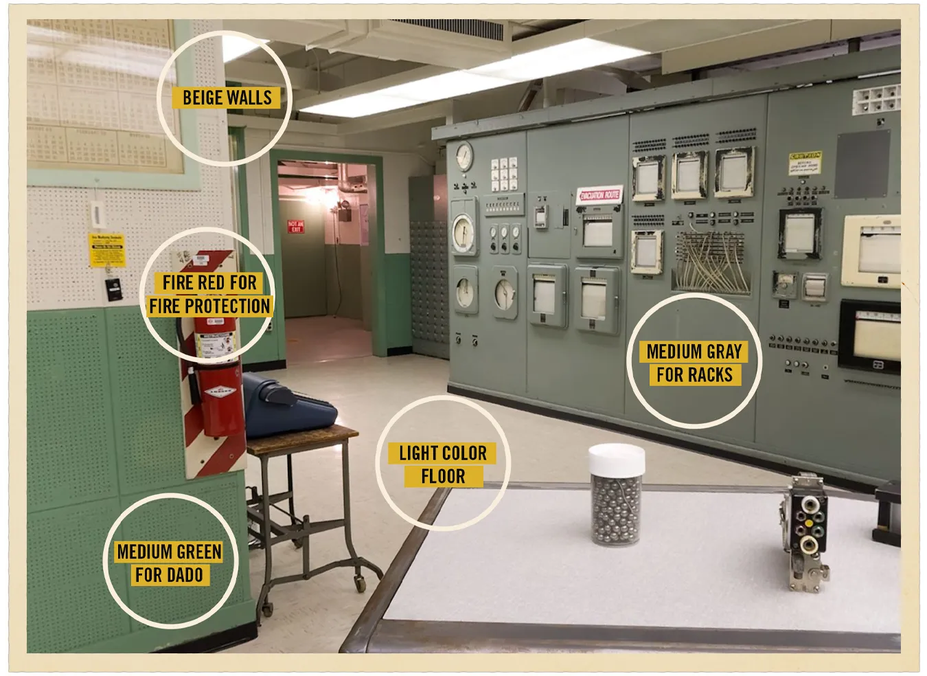 Example control room following Birren’s color suggestions